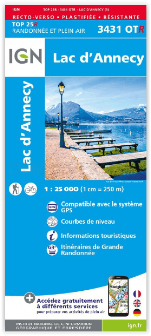 Wandelkaart 3431 OT(R) Lac d'Annecy - IGN