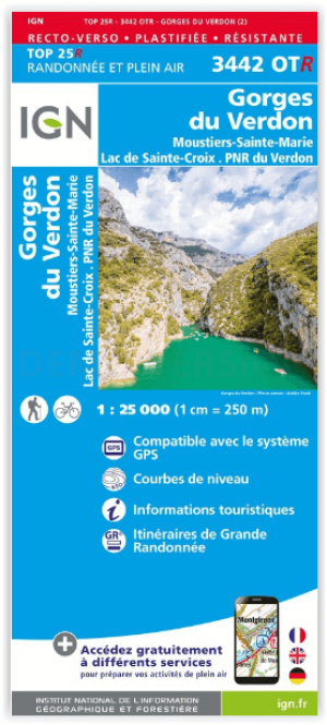 Wandelkaart 3442 OT(R) Gorges du Verdon - Lac Ste-Croix - IGN