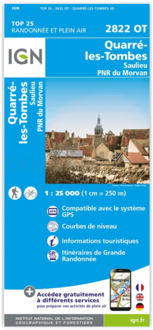 Wandelkaart 2822 OT Quarré-les-Tombes & Saulieu - IGN