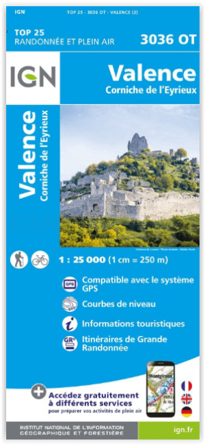 Wandelkaart 3036 OT Valence & Corniche de l'Eyrieux - IGN