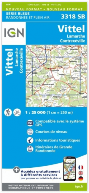 Wandelkaart 3318 SB Vittel- Lamarche & Contrexéville - IGN