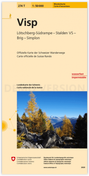 Wandelkaart 274t Visp Wallis Zwitserland - Swisstopo