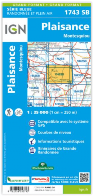 Wandelkaart 1743 SB Plaisance & Montesquiou - IGN