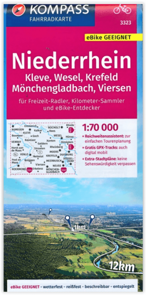 Fietskaart 3323 Niederrhein Kleve - Kompass