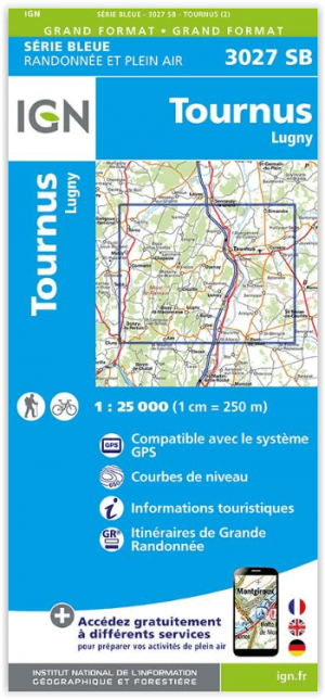 Wandelkaart 3027 SB Tournus & Lugny Bourgogne - IGN