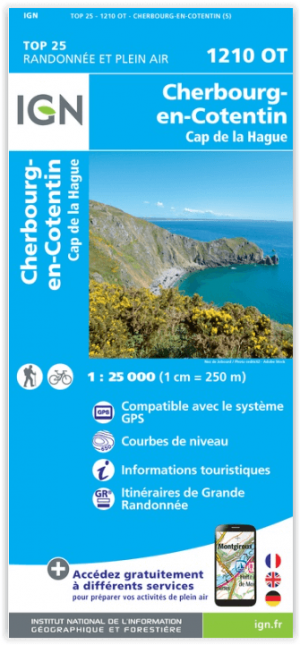 Wandelkaart 1210 OT Cherbourg-en-Cotentin - IGN