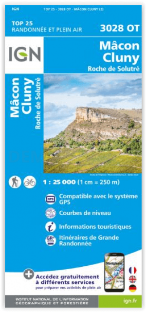 Wandelkaart 3028 OT Mâcon - Cluny & Roche de Solutre - IGN