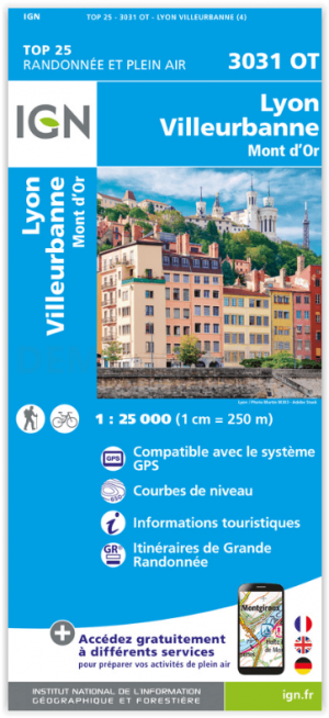 Wandelkaart 3031 OT Lyon & Villeurbanne - IGN