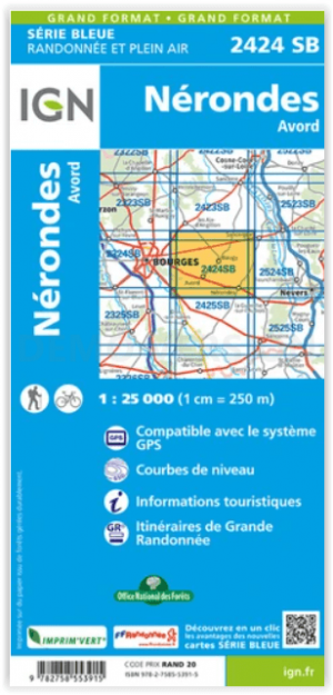 Wandelkaart 2424 SB - Nérondes & Avord - IGN