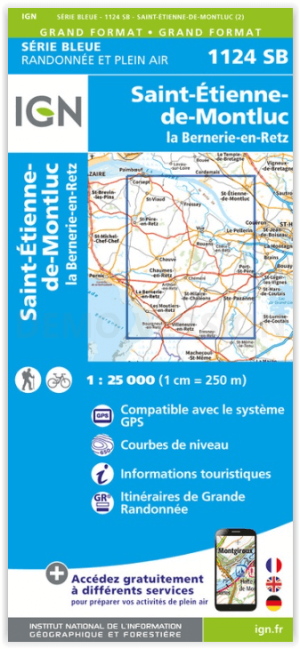 Wandelkaart 1124 SB St-Etienne-de-Montluc & la Bernerie-en-Retz