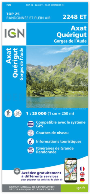 Wandelkaart 2248 ET Axat- Quérigut & Gorges de l'Aude - IGN