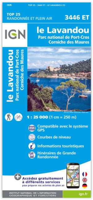 Wandelkaart 3446 ET Le Lavandou - IGN