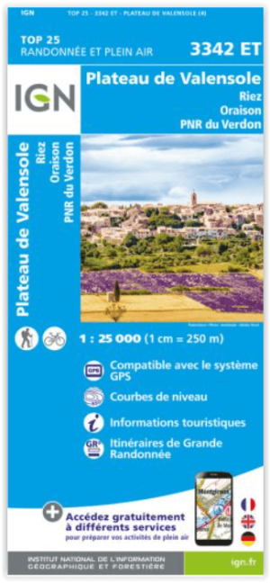 Wandelkaart 3342 ET Plateau de Valensole- Riez & Oraison - IGN