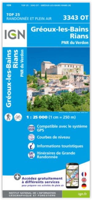 Wandelkaart 3343 OT Gréoux-les-Bains & Rians - IGN