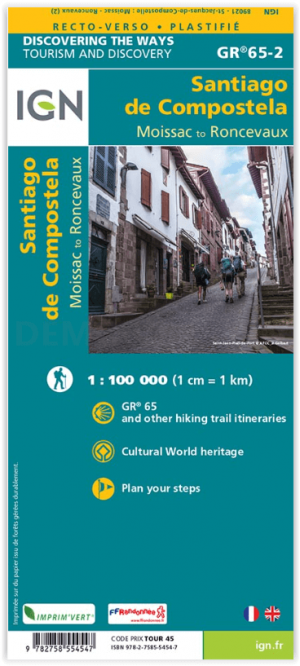 Wandelkaart Moissac - Roncevaux GR65-2 - IGN