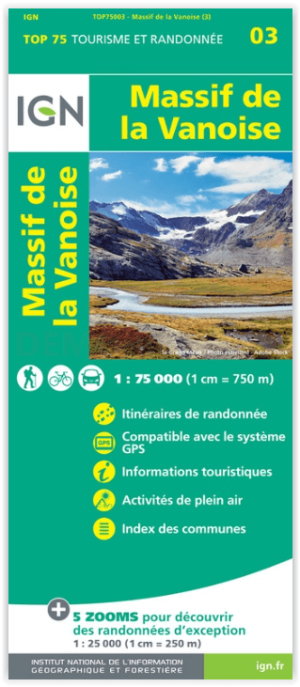 Wandelkaart TOP75 03 Massif de la Vanoise - IGN