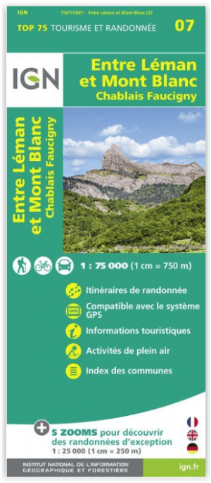 Wandelkaart TOP75 07 Entre Leman & Mont Blanc - IGN