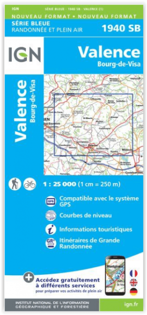 Wandelkaart 1940 SB Valence & Bourg-de-Visa - IGN