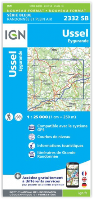 Wandelkaart 2332 SB Ussel & Eygurande - IGN