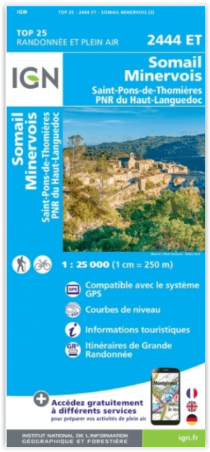 Wandelkaart 2444 ET Somail & Caunes-Minervois - IGN