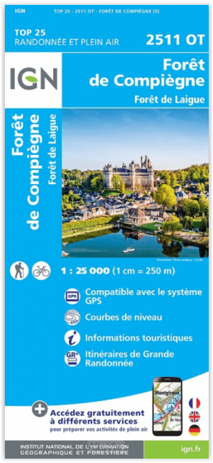 Wandelkaart 2511 OT Forêts de Compiègne et de Laigue - IGN