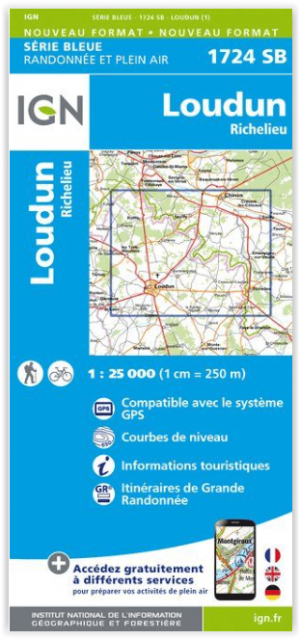 Wandelkaart 1724 SB Loudun & Richelieu - IGN
