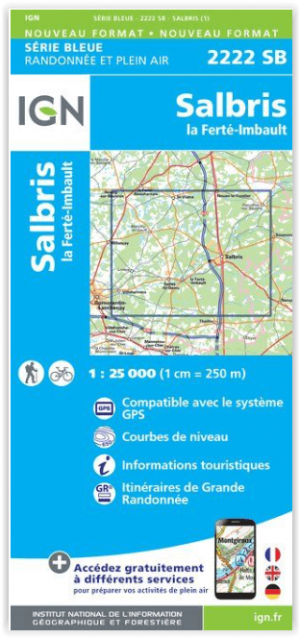 Wandelkaart 2222 SB Salbris & La Ferté-Imbault - IGN