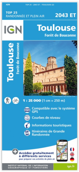Wandelkaart 2043 ET Toulouse & Forêt de Bouconne - IGN