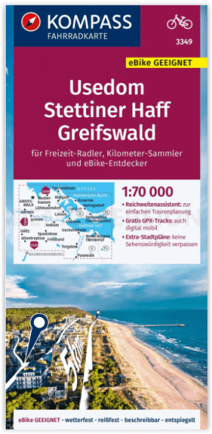 Fietskaart 3349 Usedom- Stettiner Haff & Greifswald - Kompass