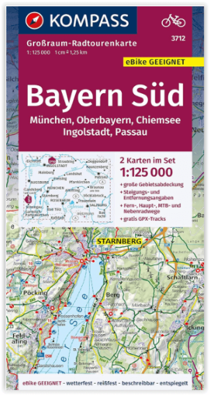 Fietskaart 3712 Beieren Zuid- Opperbeieren-Chiemsee- München