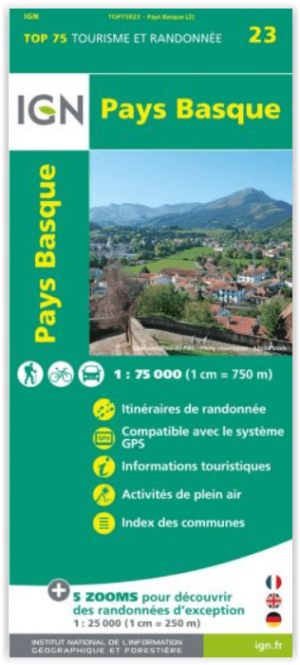 Wandelkaart TOP75 023 Pays Basque - IGN