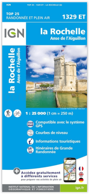 Wandelkaart 1329 ET La Rochelle & Anse de l'Aiguillon - IGN