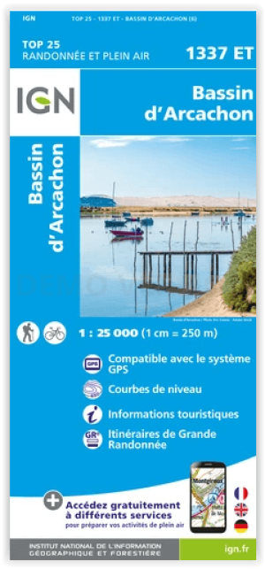 Wandelkaart 1337 ET Bassin d'Arcachon - IGN