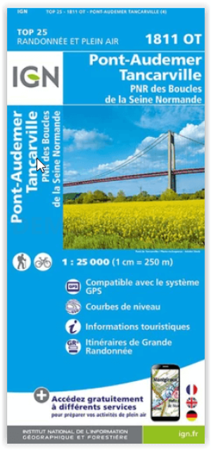 Wandelkaart 1811 OT Pont-Audemer-Tancarville - IGN