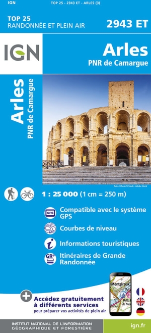 Wandelkaart 2943 ET Arles & PNR de Camargue - IGN