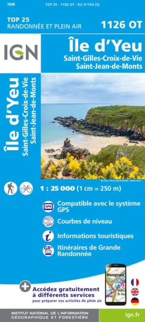 Wandelkaart 1126 OT Ile d'Yeu - IGN
