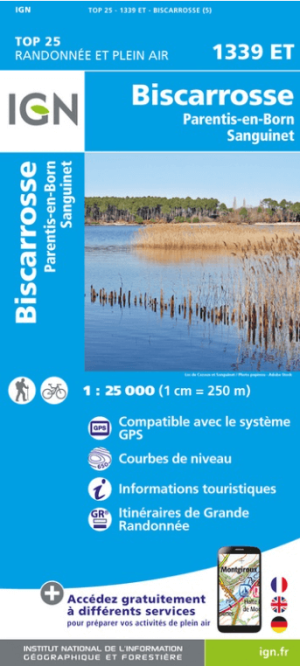 Wandelkaart 1339 ET Biscarosse- Parentis-en-Born- Sanguinet - IGN