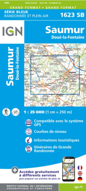 Wandelkaart 1623 SB Saumur & Doué-la-Fontaine - IGN