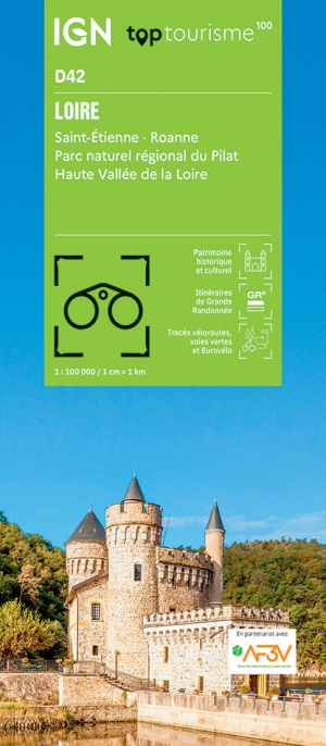 Wandelkaart Fietskaart TOP100 D42 Loire - IGN