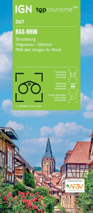 Wandelkaart Fietskaart TOP100 D67 Bas-Rhin - IGN