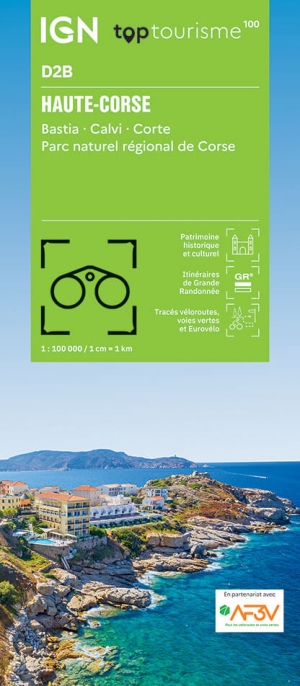 Wandelkaart Fietskaart TOP100 D2B Haute-Corse - IGN