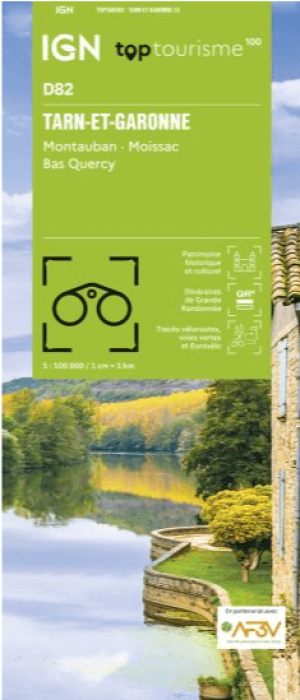 Wandelkaart Fietskaart TOP100 D82 Tarn-et-Garonne - IGN