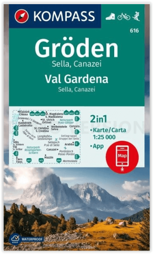 Wandelkaart 616 Gröden & Val Gardena - Kompass
