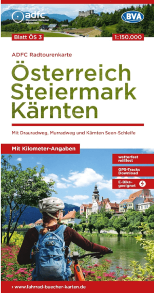 Fietskaart ÖS 3 Österreich- Steiermark & Kärnten - BVA-Bikemedia
