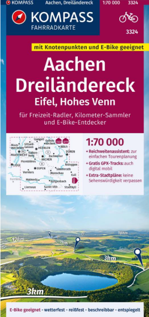 Fietskaart 3324 Aachen- Eifel & Hohes Venn - Kompass