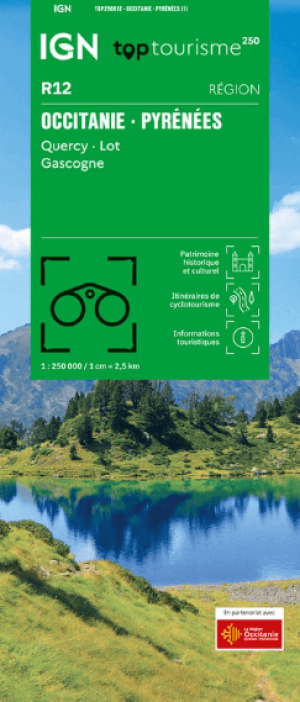 Landkaart Wegenkaart R12 Occitanie Pyrénées TOP250 - IGN