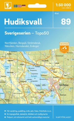 Wandelkaart 89 Sverigeserien Hudiksvall - Norstedts