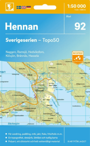 Wandelkaart 92 Sverigeserien Hennan - Norstedts