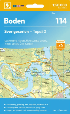 Wandelkaart 114 Sverigeserien Boden - Norstedts