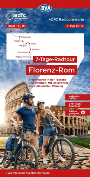 Fietskaart IT-UM Radtourenkarte Firenze > Rome - BVA-Bikemedia